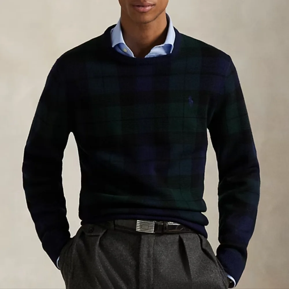 POLO Ralph Lauren Plaid Washable Wool Sweater Tartan